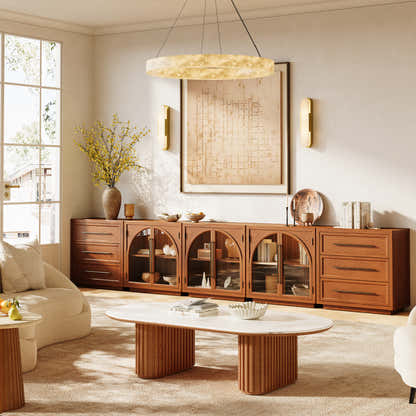 Alvar Arched 157.5″ Oak Modular Media Console(Set of 5)