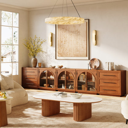 Alvar Arched 157,5″ Modulare Medienkonsole aus Eiche (5er-Set)