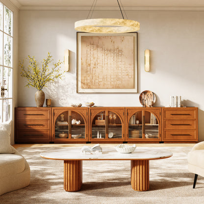 Alvar Arched 157,5″ Modulare Medienkonsole aus Eiche (5er-Set)