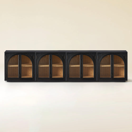 Alvar gewölbte 126″ Medienkonsole aus Eiche (4er-Set)