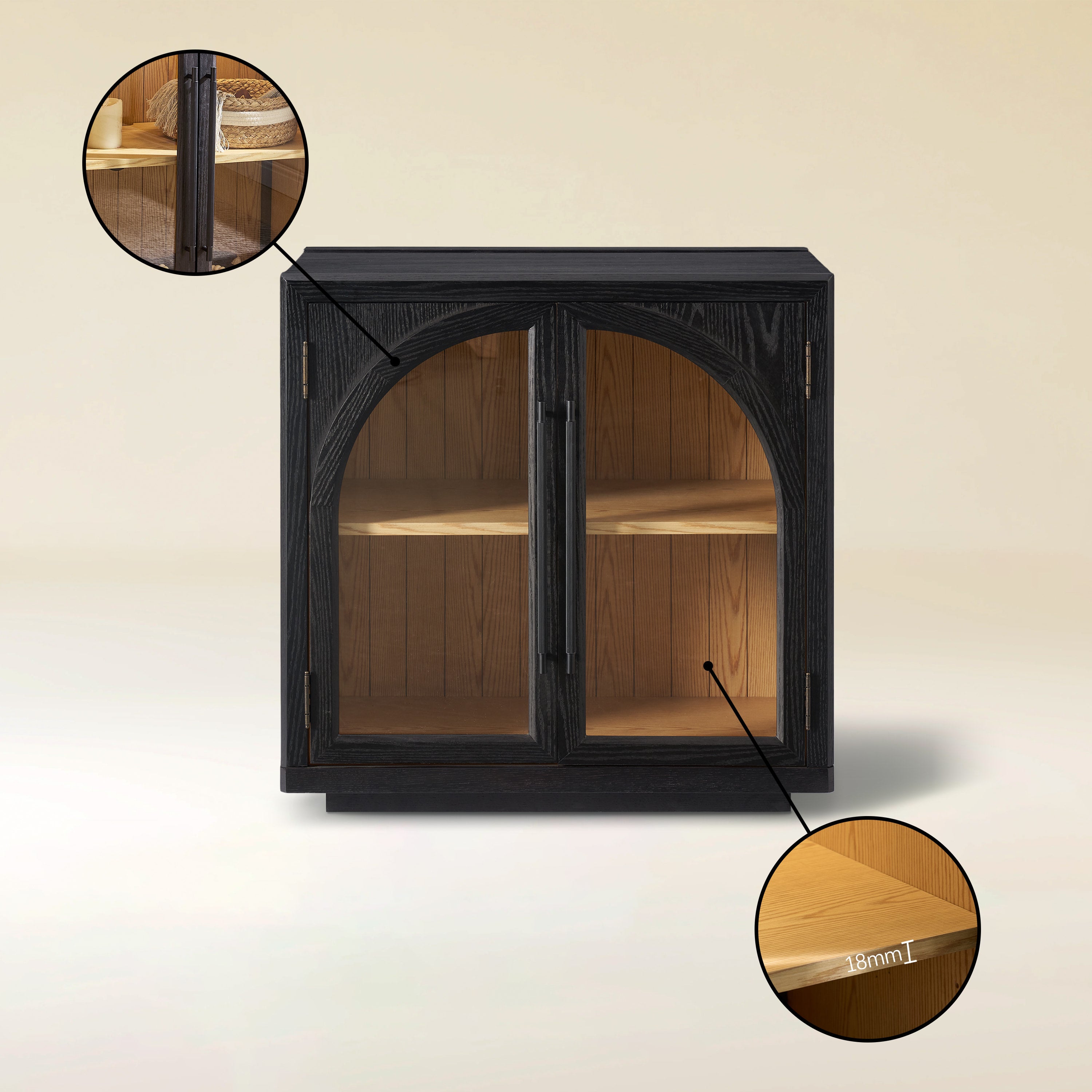 Alvar gewölbte 126″ Medienkonsole aus Eiche (4er-Set)