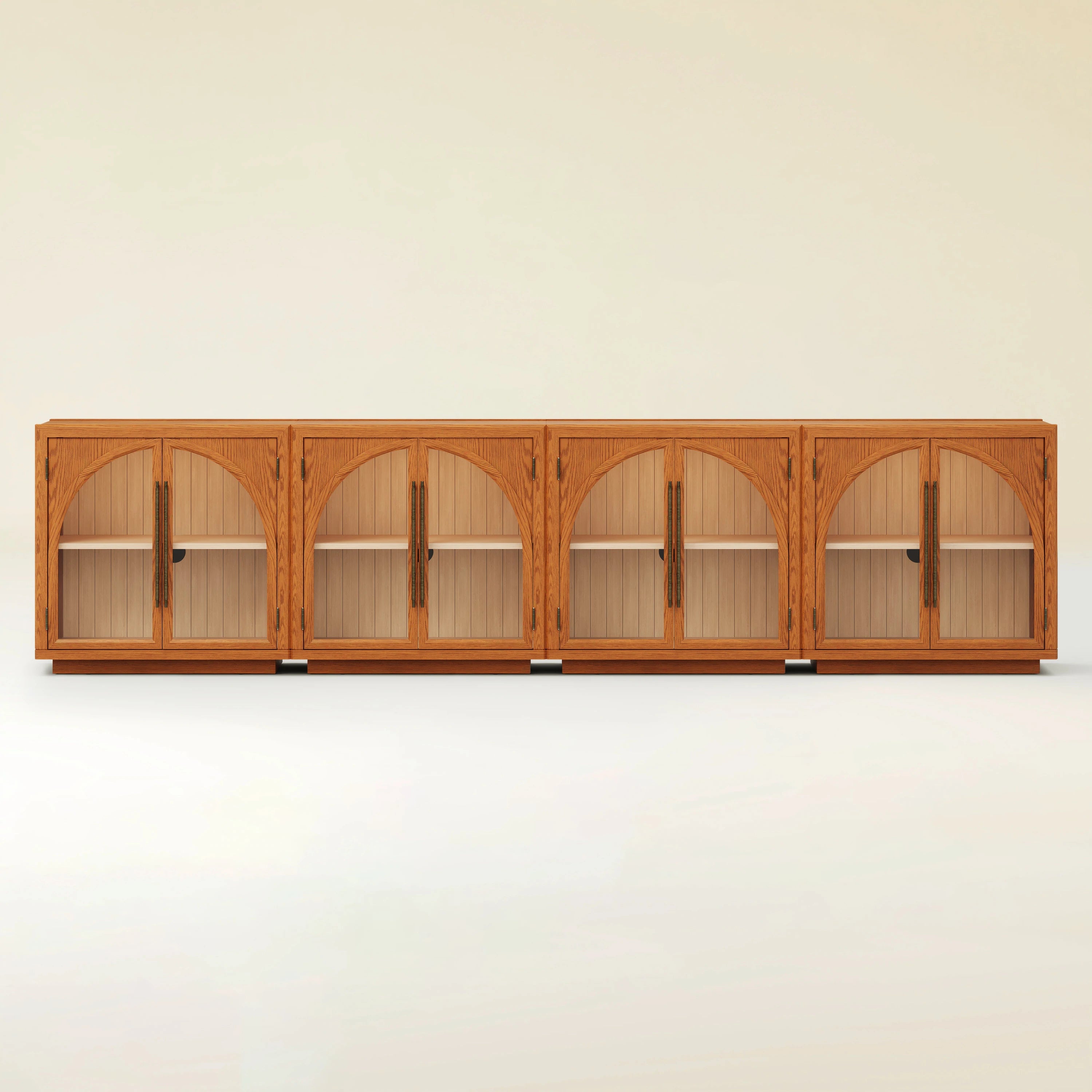 Alvar gewölbte 126″ Medienkonsole aus Eiche (4er-Set)