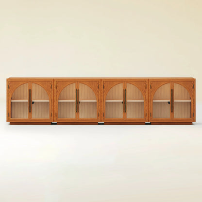 Alvar gewölbte 126″ Medienkonsole aus Eiche (4er-Set)