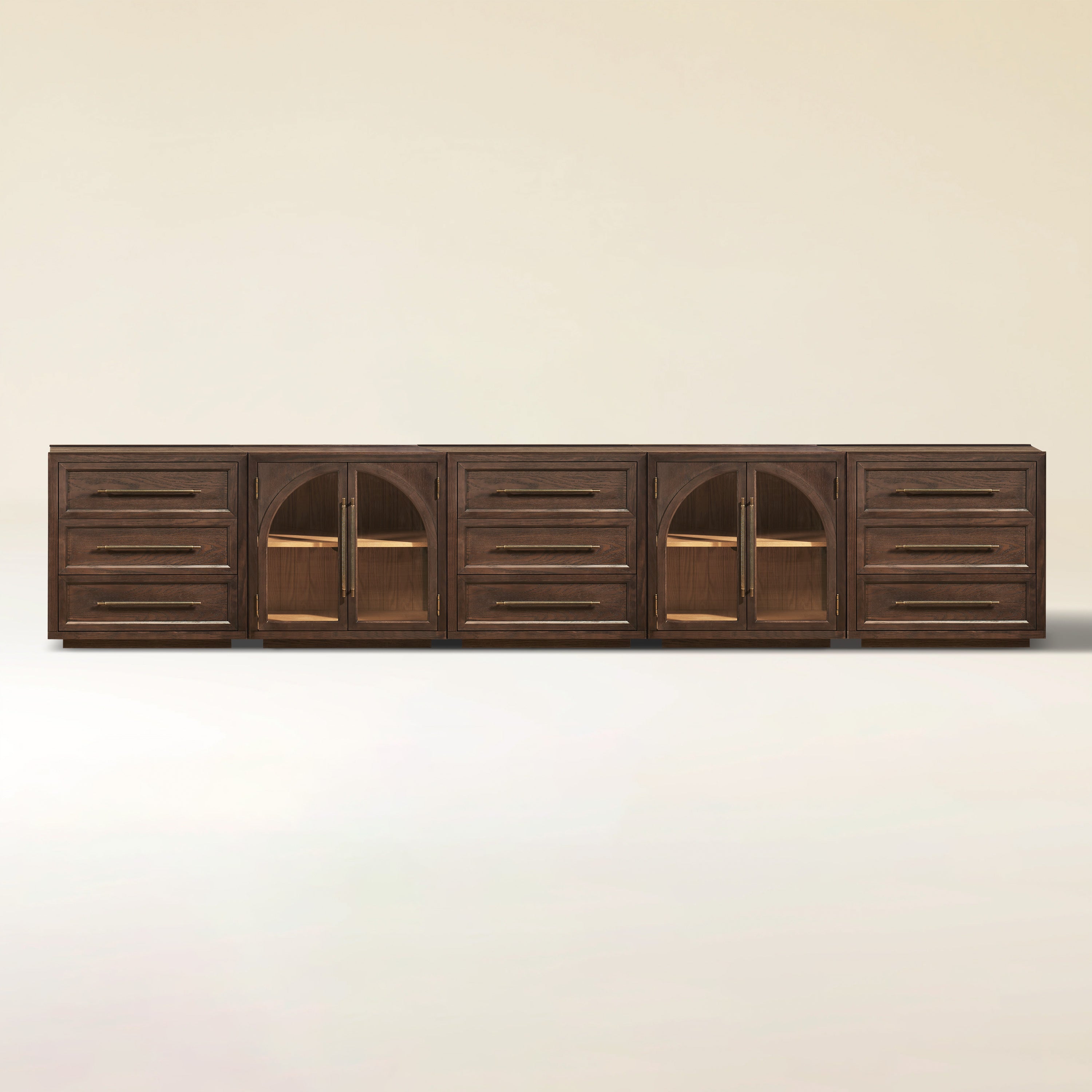 Alvar Arched 157,5″ Modulare Medienkonsole aus Eiche (5er-Set)