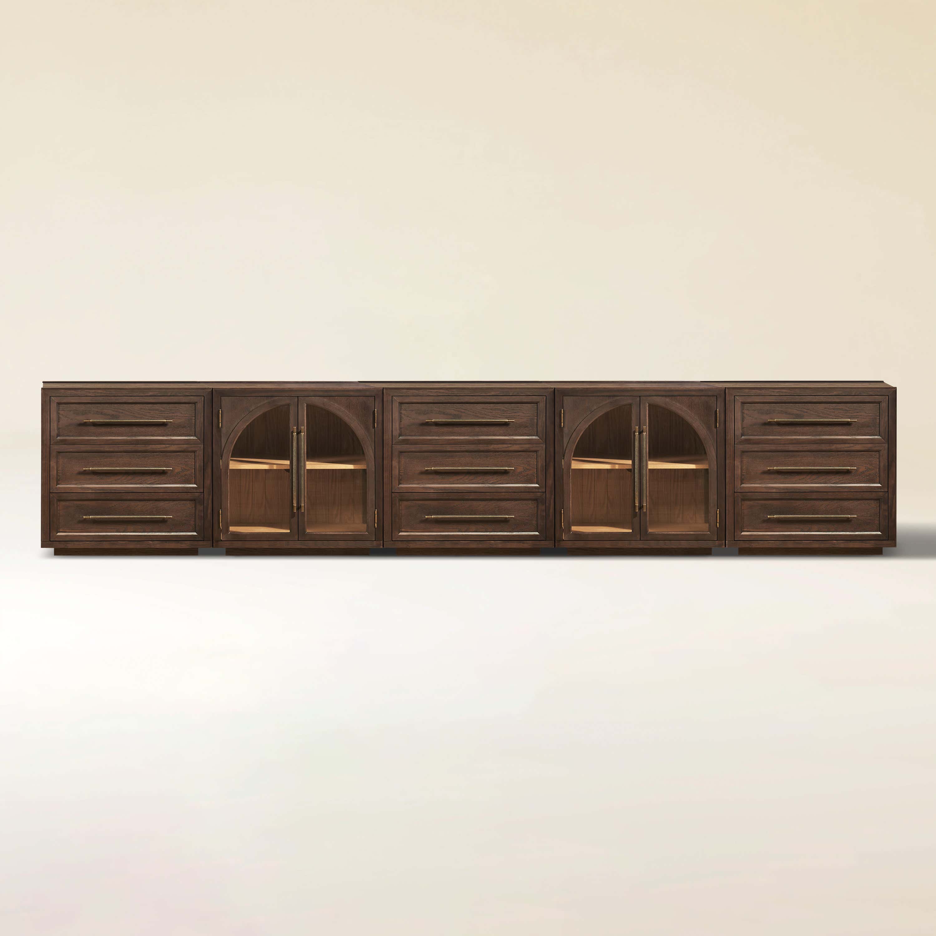 Alvar Arched 157.5″ Oak Modular Media Console(Set of 5)