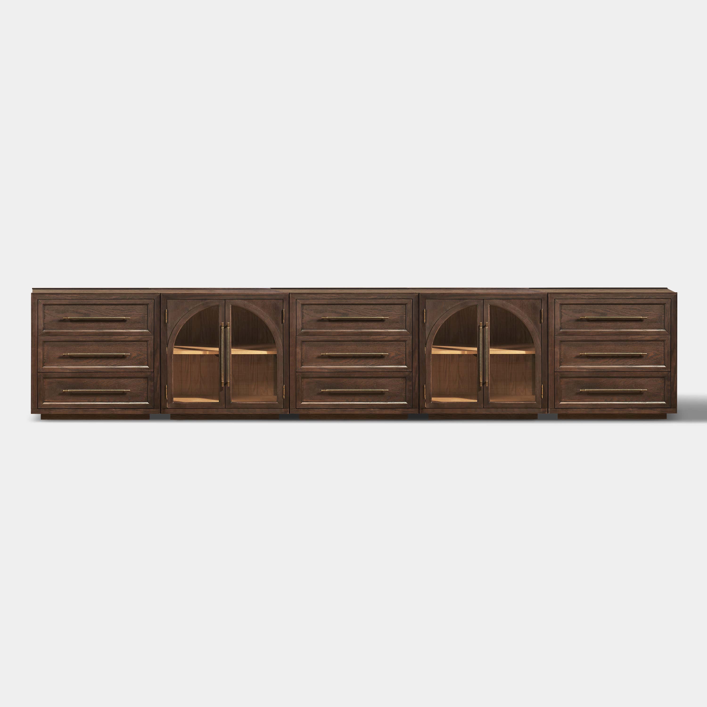 Alvar Arched 157.5″ Oak Modular Media Console(Set of 5)