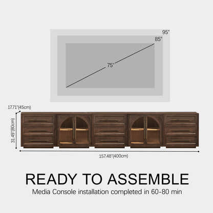 Alvar Arched 157.5″ Oak Modular Media Console(Set of 5)