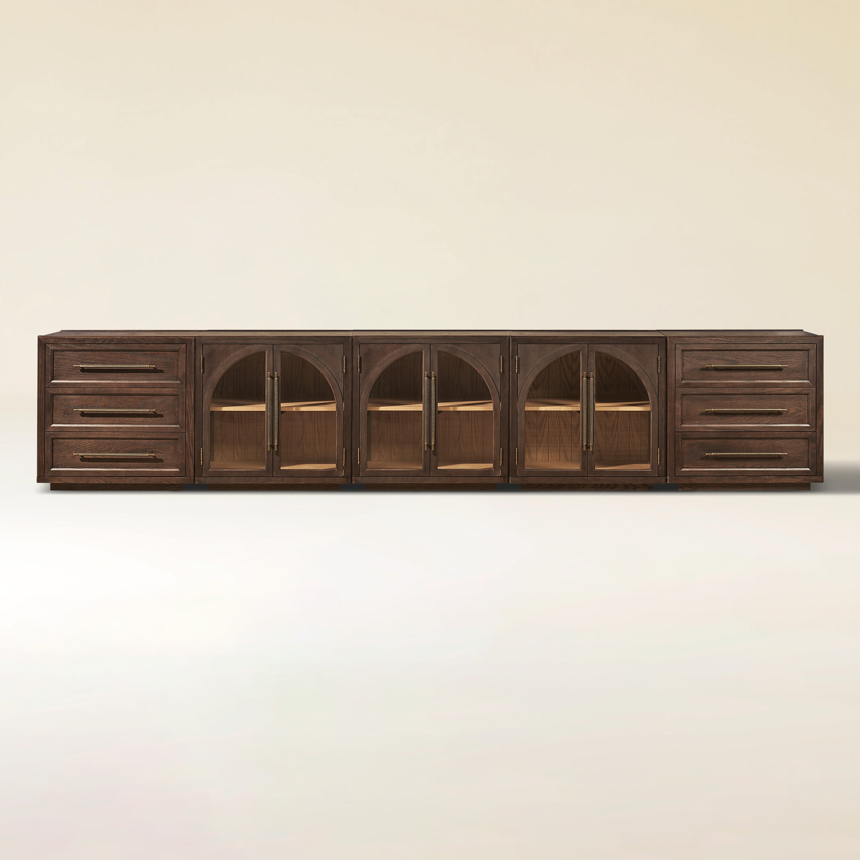Alvar Arched 157,5″ Modulare Medienkonsole aus Eiche (5er-Set)