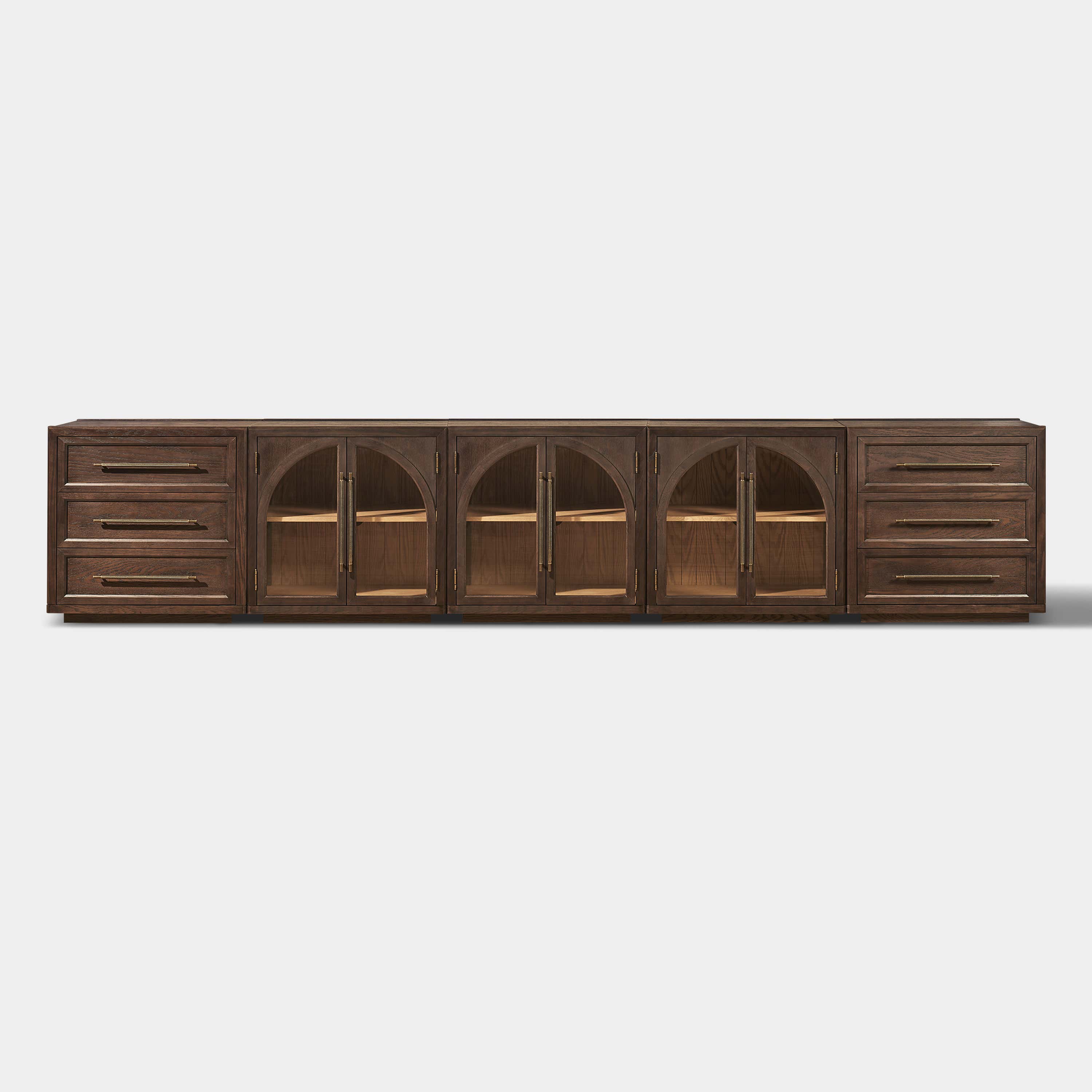 Alvar Arched 157.5″ Oak Modular Media Console(Set of 5)