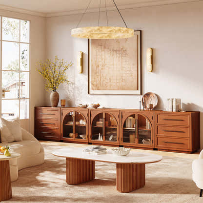 Alvar Arched 157,5″ Modulare Medienkonsole aus Eiche (5er-Set)