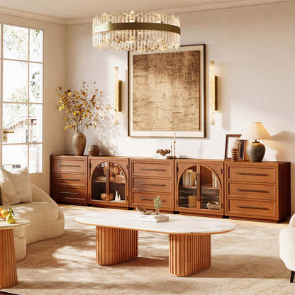 Alvar Arched 157,5″ Modulare Medienkonsole aus Eiche (5er-Set)