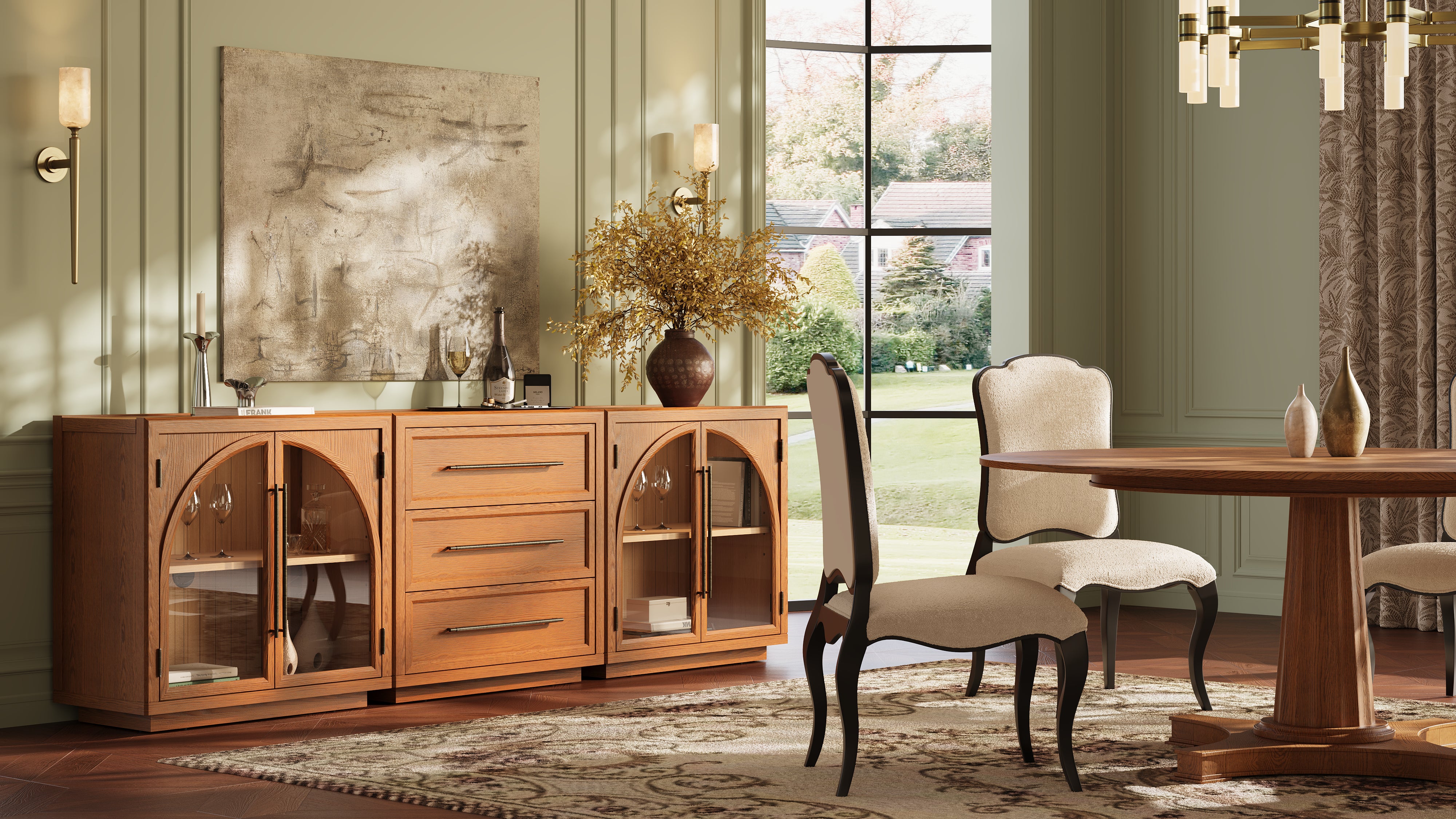 Alvar Arched 94,5″ Modulare Medienkonsole aus Eiche (3er-Set)