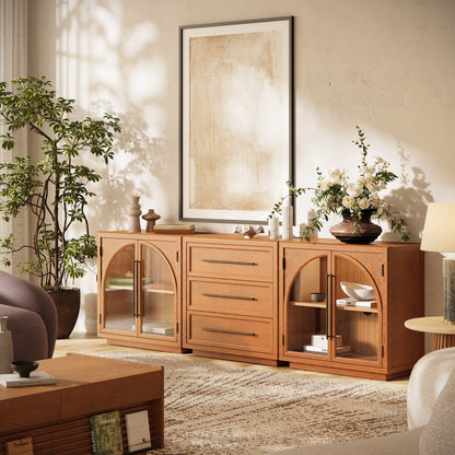 Alvar Arched 94,5″ Modulare Medienkonsole aus Eiche (3er-Set)