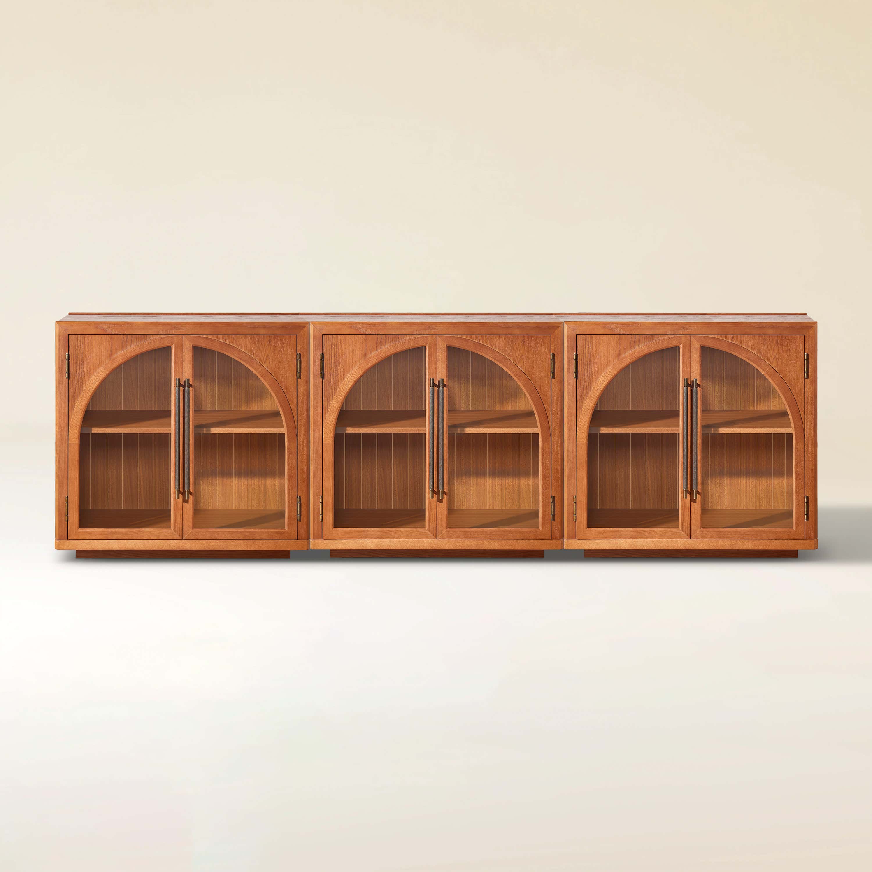 Alvar Arched 95″ Oak Media Console(Set of 3)