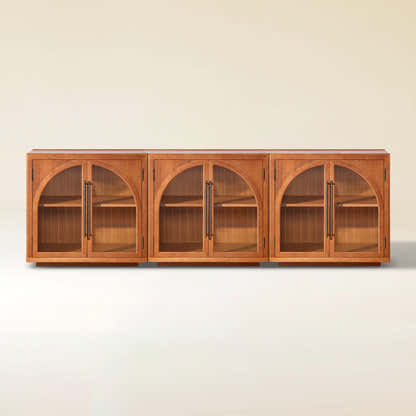 Alvar Arched 95″ Oak Media Console(Set of 3)