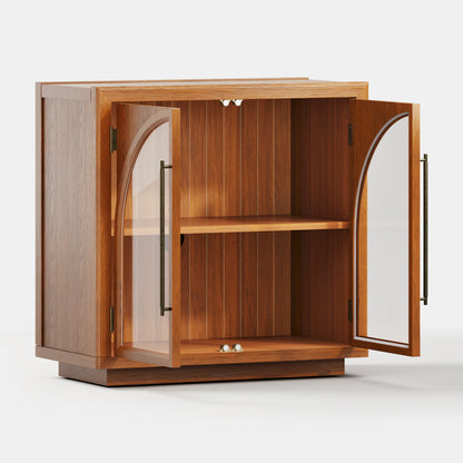 Alvar gewölbte 126″ Medienkonsole aus Eiche (4er-Set)