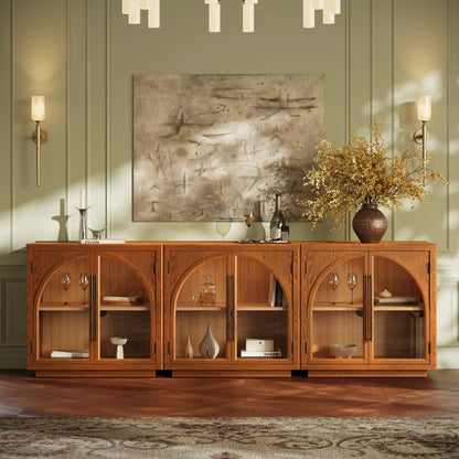 Alvar Arched 63″ Oak Media Console(Set of 2)