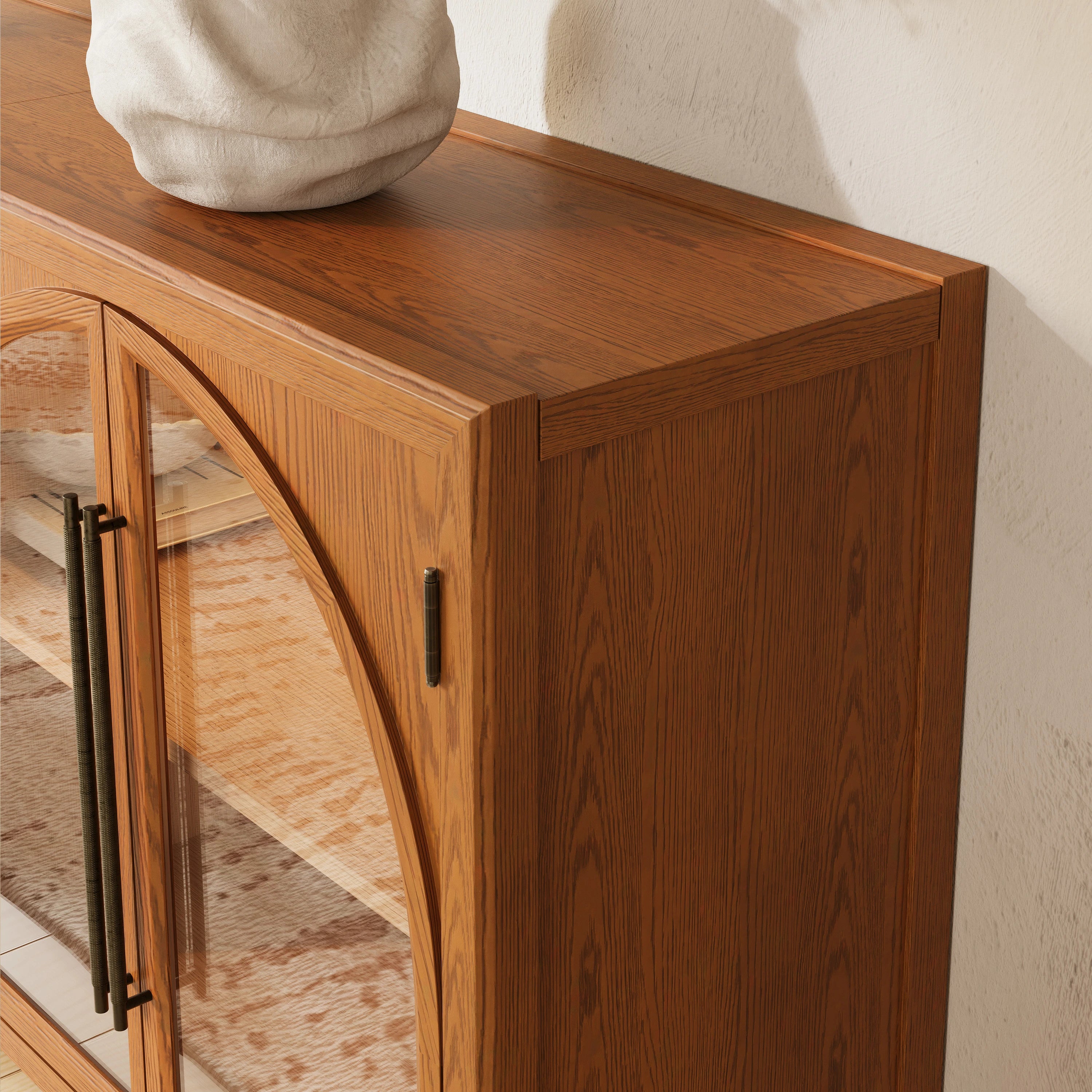 Alvar Arched 63″ Oak Media Console(Set of 2)