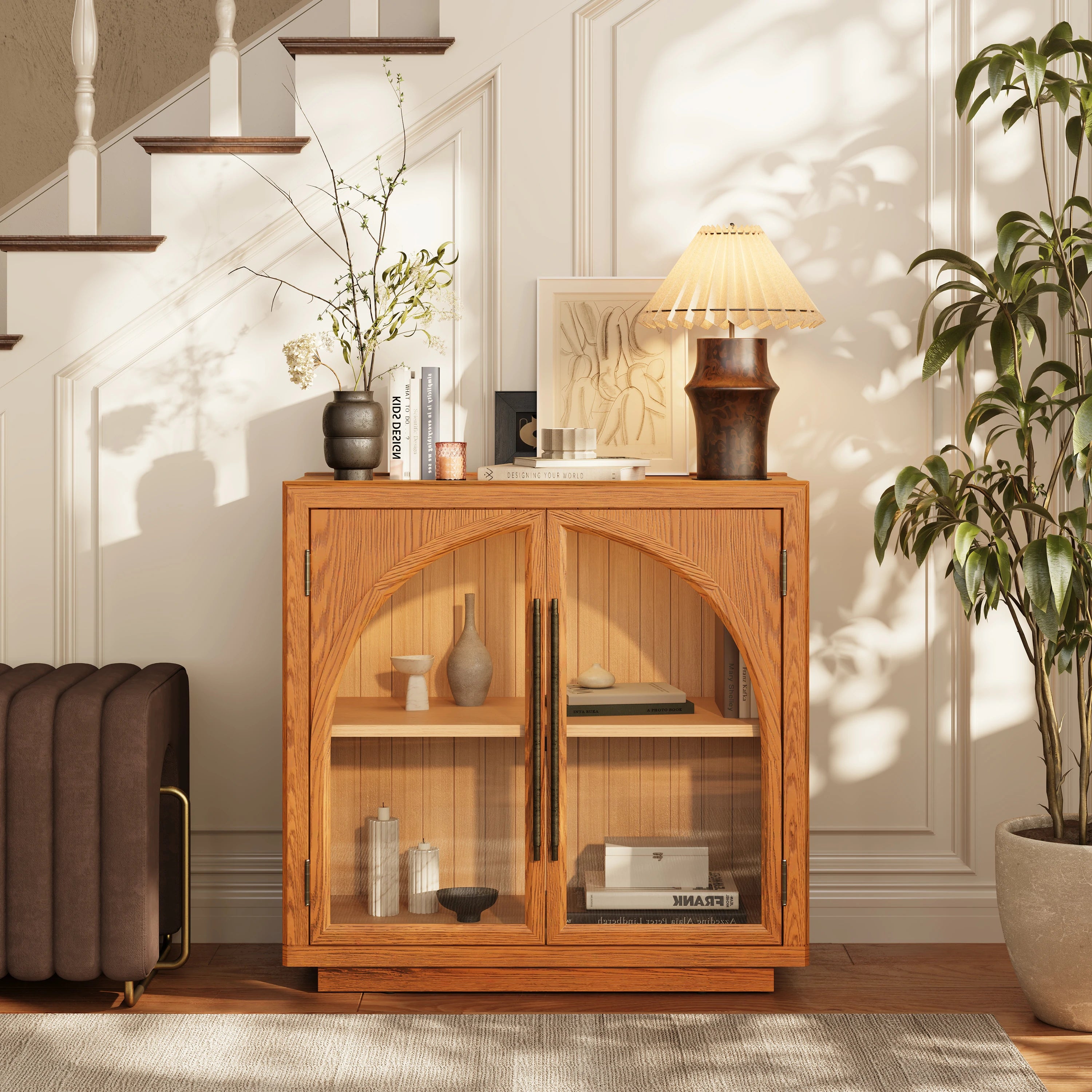 Alvar gewölbte 94,5-Zoll-Medienkonsole aus Eiche (3er-Set)