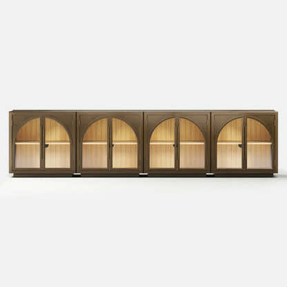 Alvar Arched 126″ Oak Media Console(Set of 4)