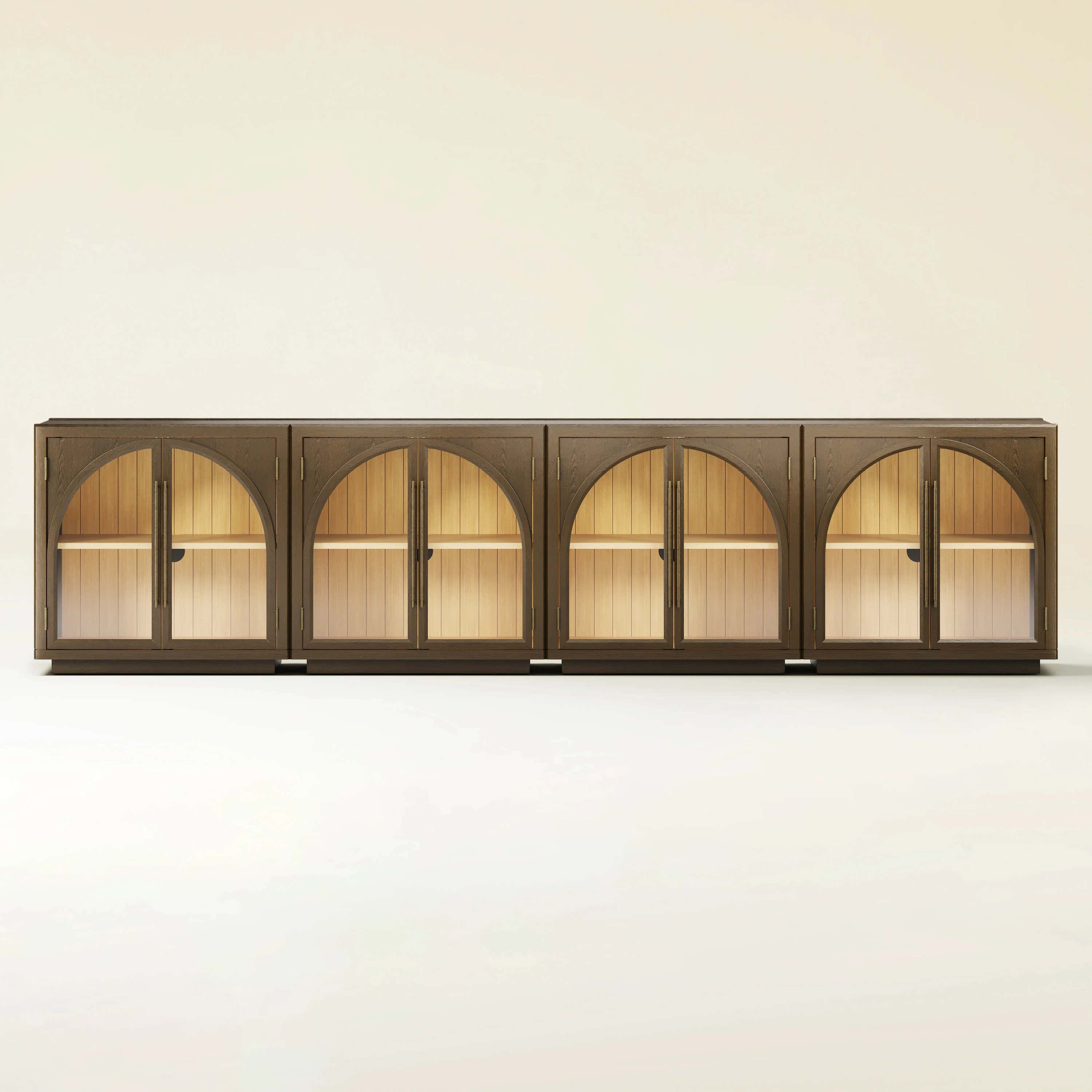 Alvar Arched 126″ Oak Media Console(Set of 4)