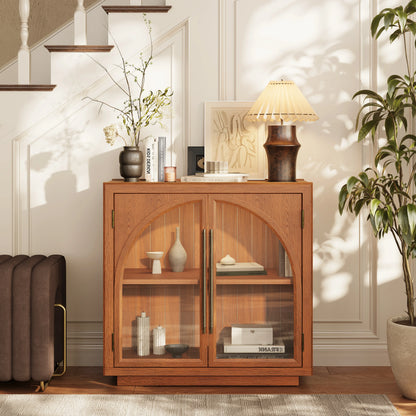 Alvar gewölbte 126″ Medienkonsole aus Eiche (4er-Set)