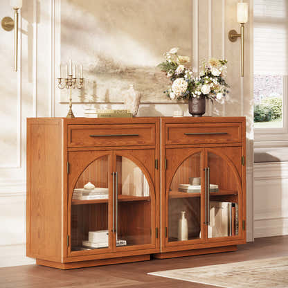 Alvar gewölbtes 64" Sideboard aus Eiche mit Schubladen (2er-Set)