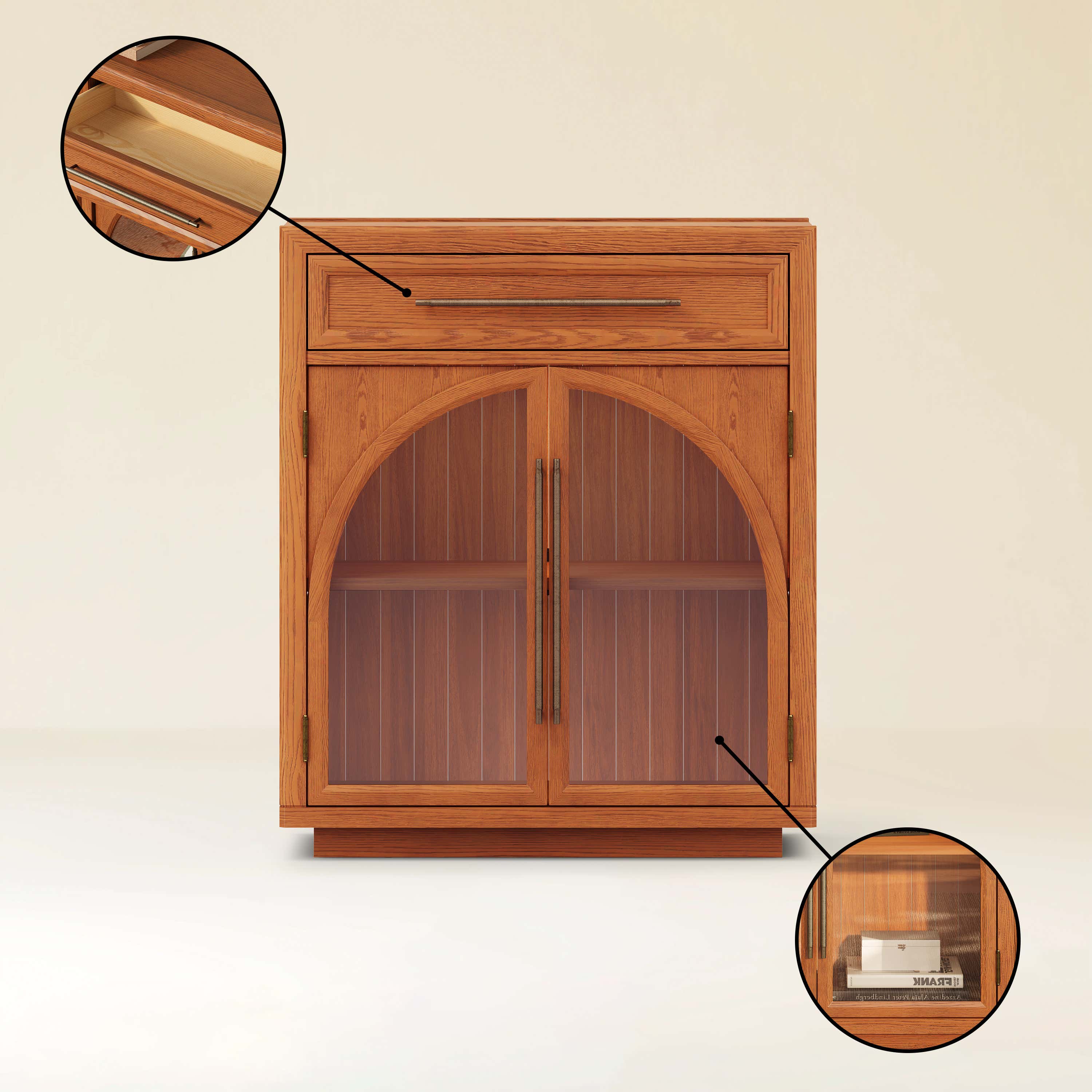 Alvar gewölbtes 64" Sideboard aus Eiche mit Schubladen (2er-Set)