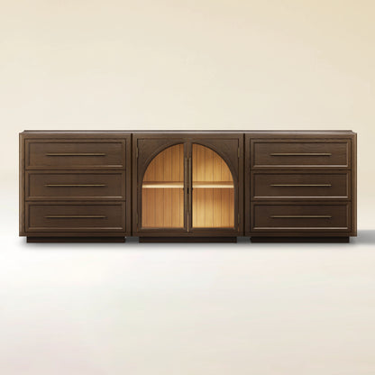 Alvar Arched 94,5″ Modulare Medienkonsole aus Eiche (3er-Set)