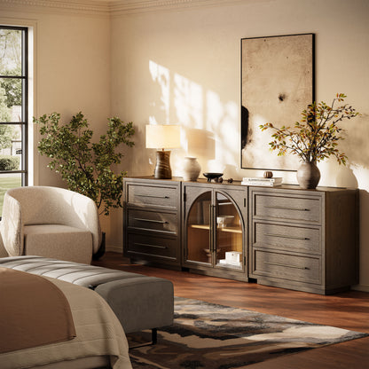 Alvar Arched 94,5″ Modulare Medienkonsole aus Eiche (3er-Set)