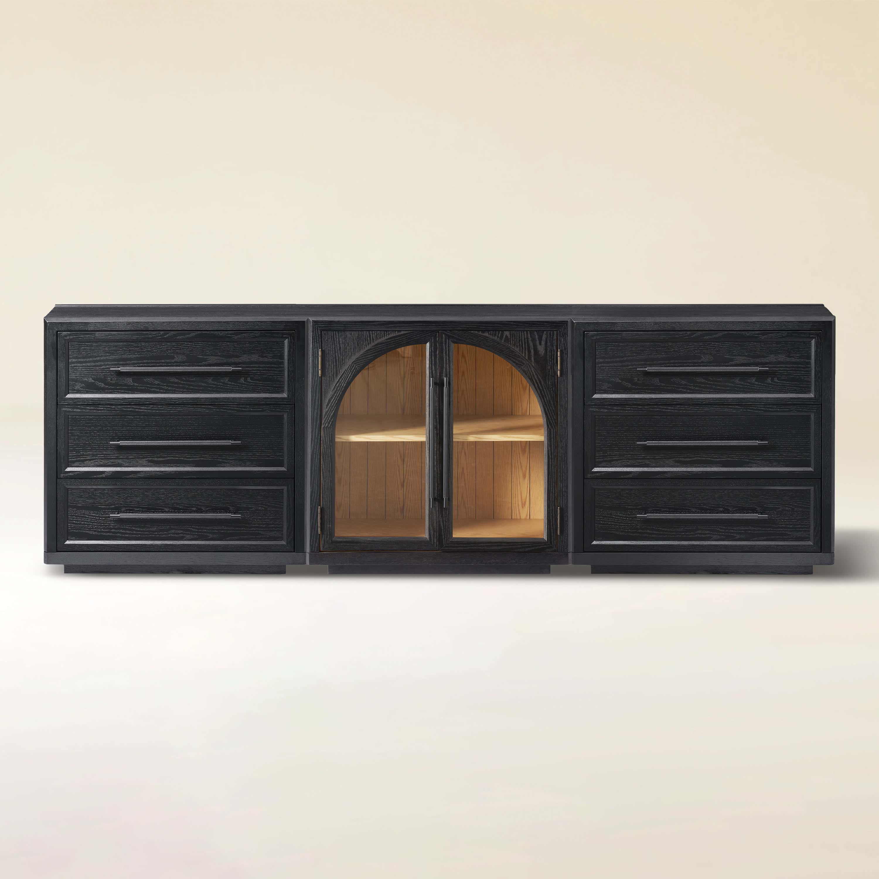Alvar Arched 94.5″ Oak Modular Media Console(Set of 3)