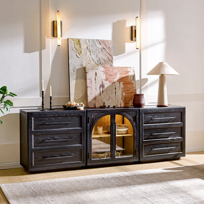 Alvar Arched 94,5″ Modulare Medienkonsole aus Eiche (3er-Set)