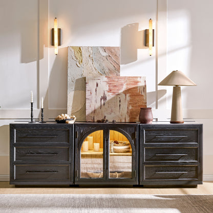 Alvar Arched 94,5″ Modulare Medienkonsole aus Eiche (3er-Set)