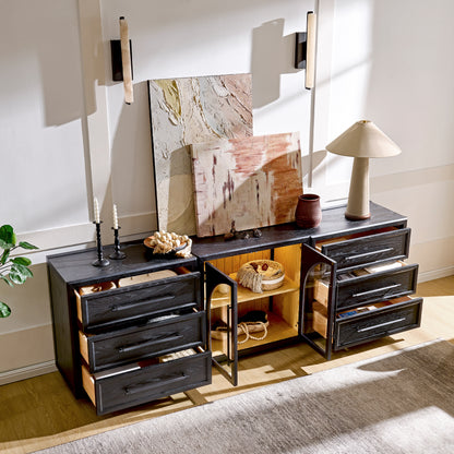 Alvar Arched 94,5″ Modulare Medienkonsole aus Eiche (3er-Set)