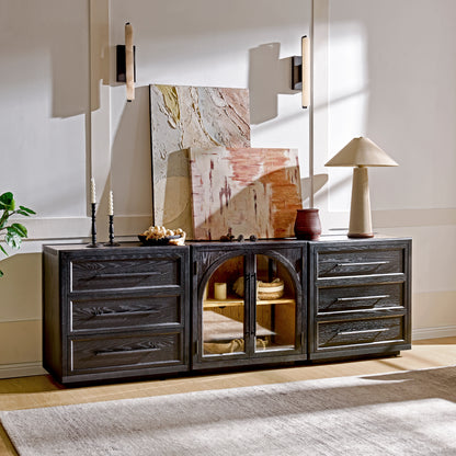 Alvar Arched 94,5″ Modulare Medienkonsole aus Eiche (3er-Set)