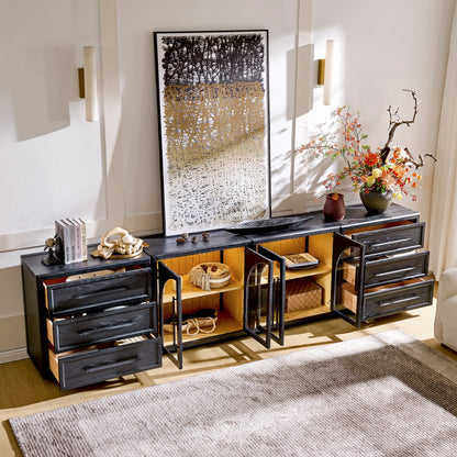 Alvar Arched 126″ Modulare Medienkonsole aus Eiche (4er-Set)