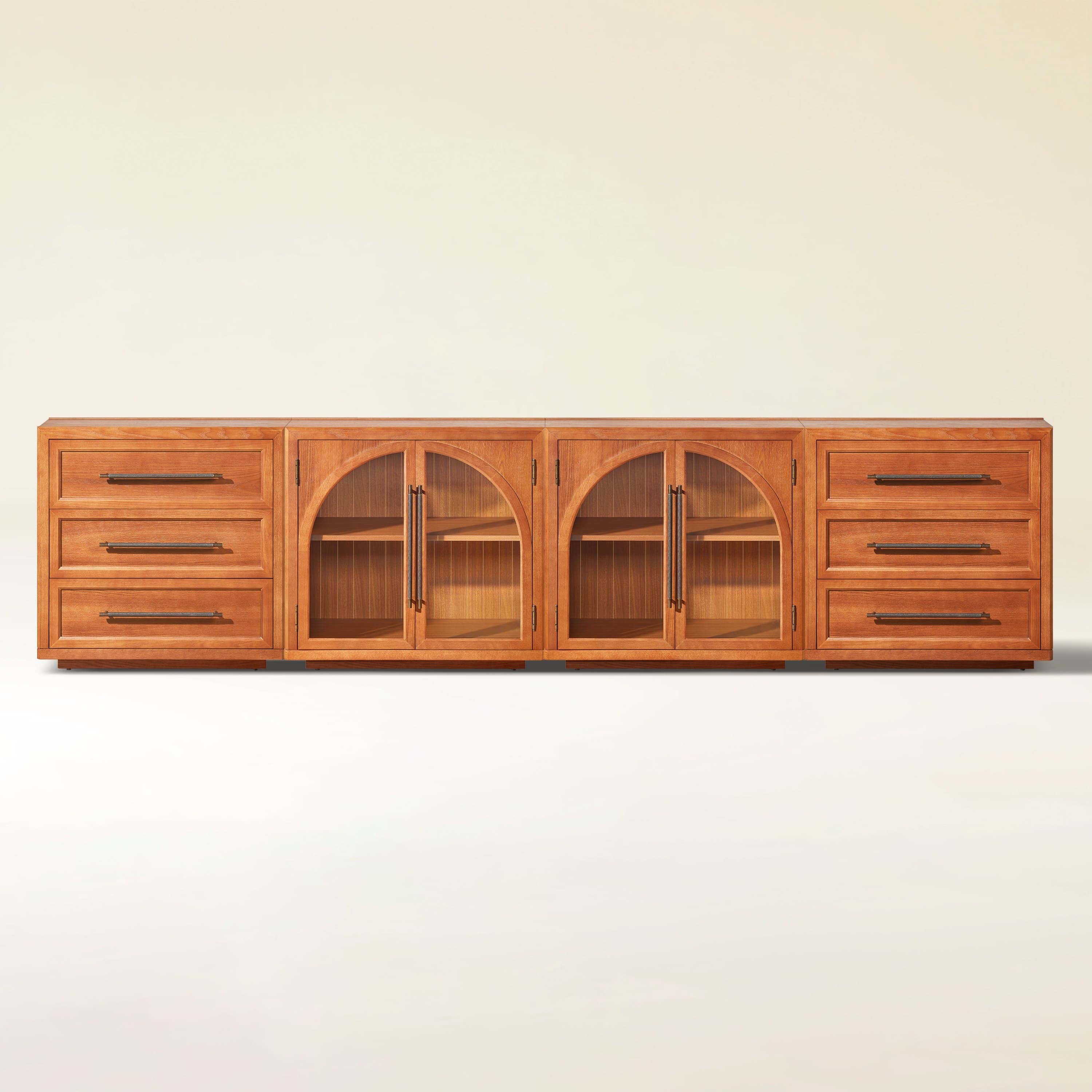 Alvar Arched 126″ Modulare Medienkonsole aus Eiche (4er-Set)