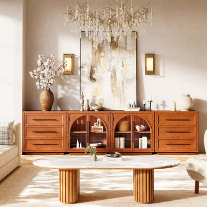 Alvar Arched 126″ Modulare Medienkonsole aus Eiche (4er-Set)