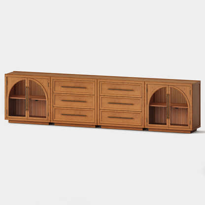 Alvar Arched 126″ Oak Modular Media Console(Set of 4)