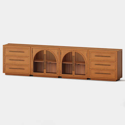 Alvar Arched 126″ Oak Modular Media Console(Set of 4)