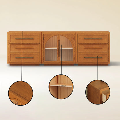 Alvar Arched 94,5″ Modulare Medienkonsole aus Eiche (3er-Set)