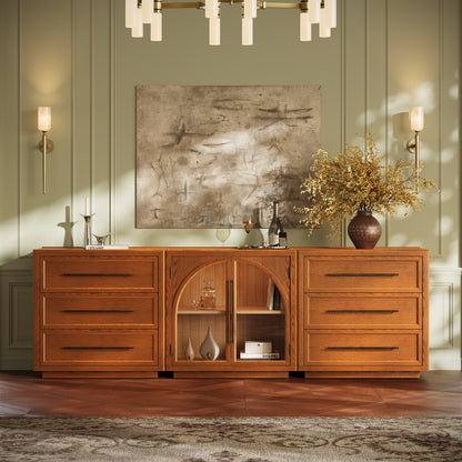 Alvar Arched 94,5″ Modulare Medienkonsole aus Eiche (3er-Set)