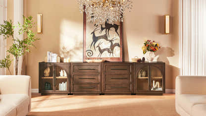 Alvar Arched 128″ Modulare Medienkonsole aus Eiche (4er-Set)