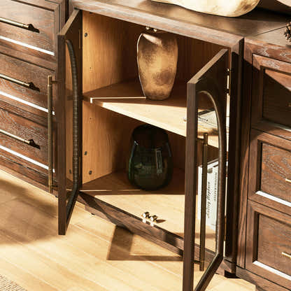 Alvar Arched 128″ Modulare Medienkonsole aus Eiche (4er-Set)