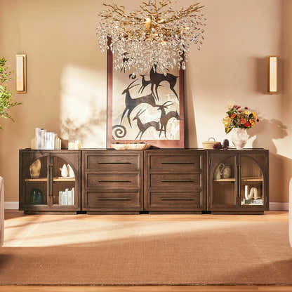 Alvar Arched 128″ Modulare Medienkonsole aus Eiche (4er-Set)