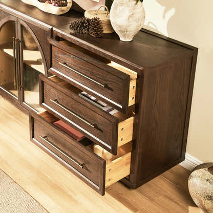 Alvar Arched 128″ Modulare Medienkonsole aus Eiche (4er-Set)