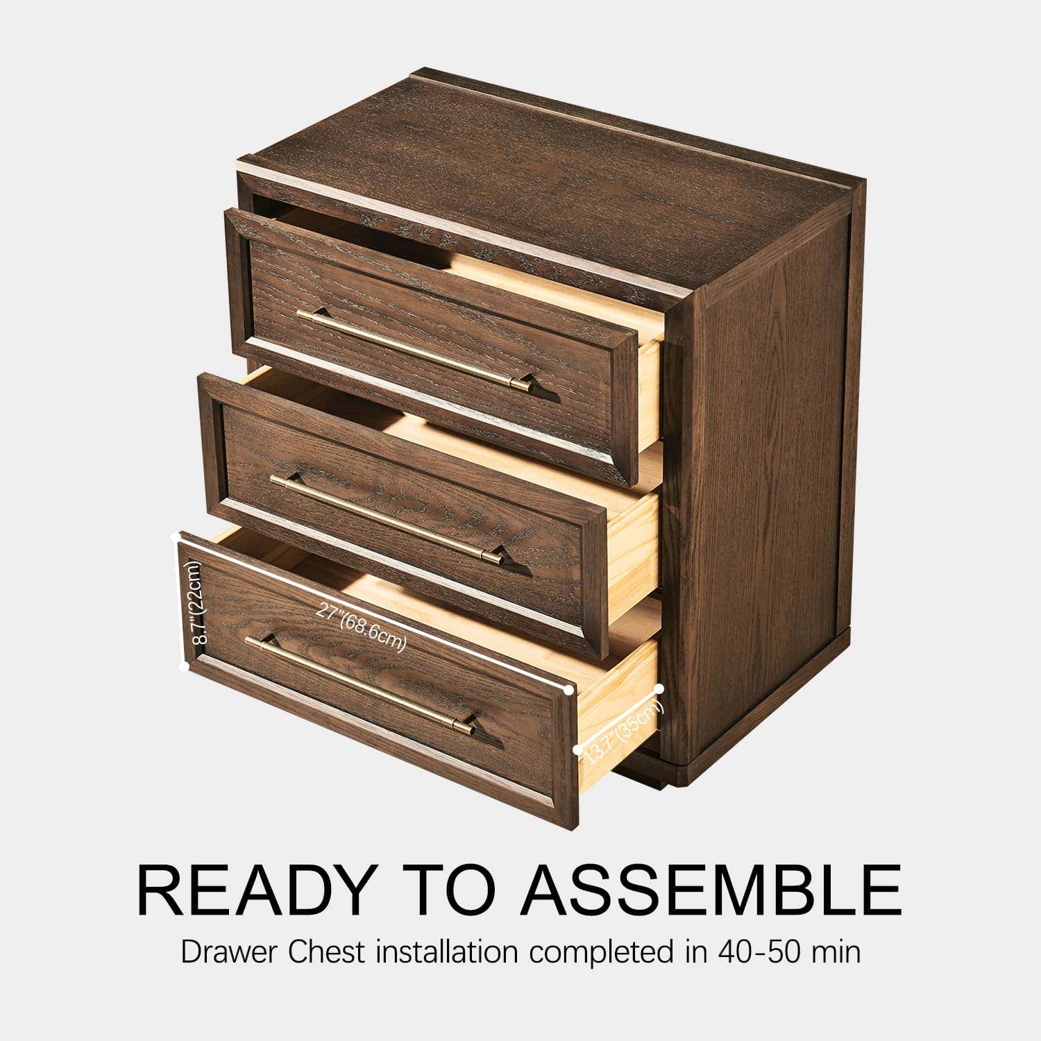 Alvar 31,5″ Eichenkommode mit 3 Schubladen