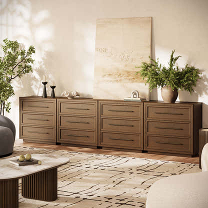 Alvar 126″ Eichenkommode mit 12 Schubladen (4er-Set)