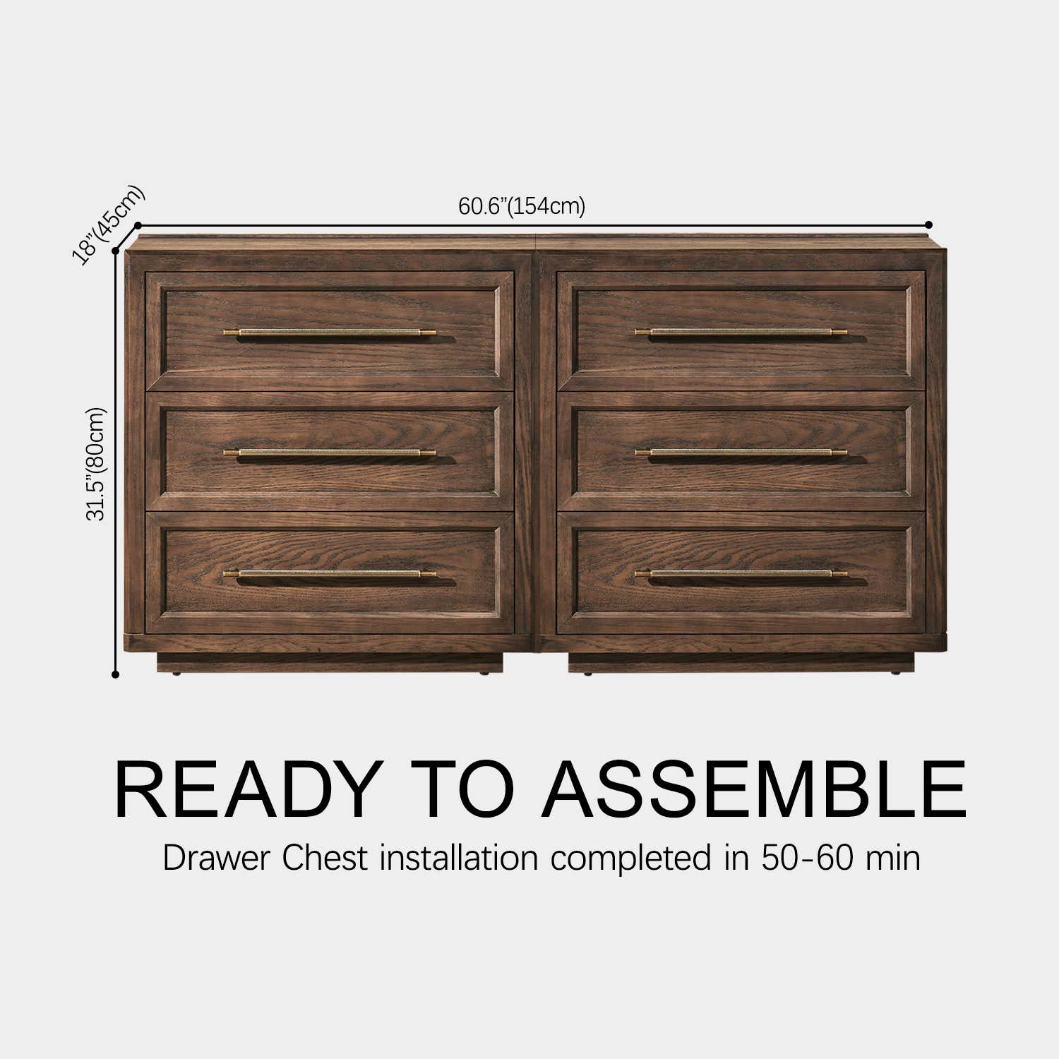 Alvar 63″ Eichenkommode mit 6 Schubladen (2er-Set)