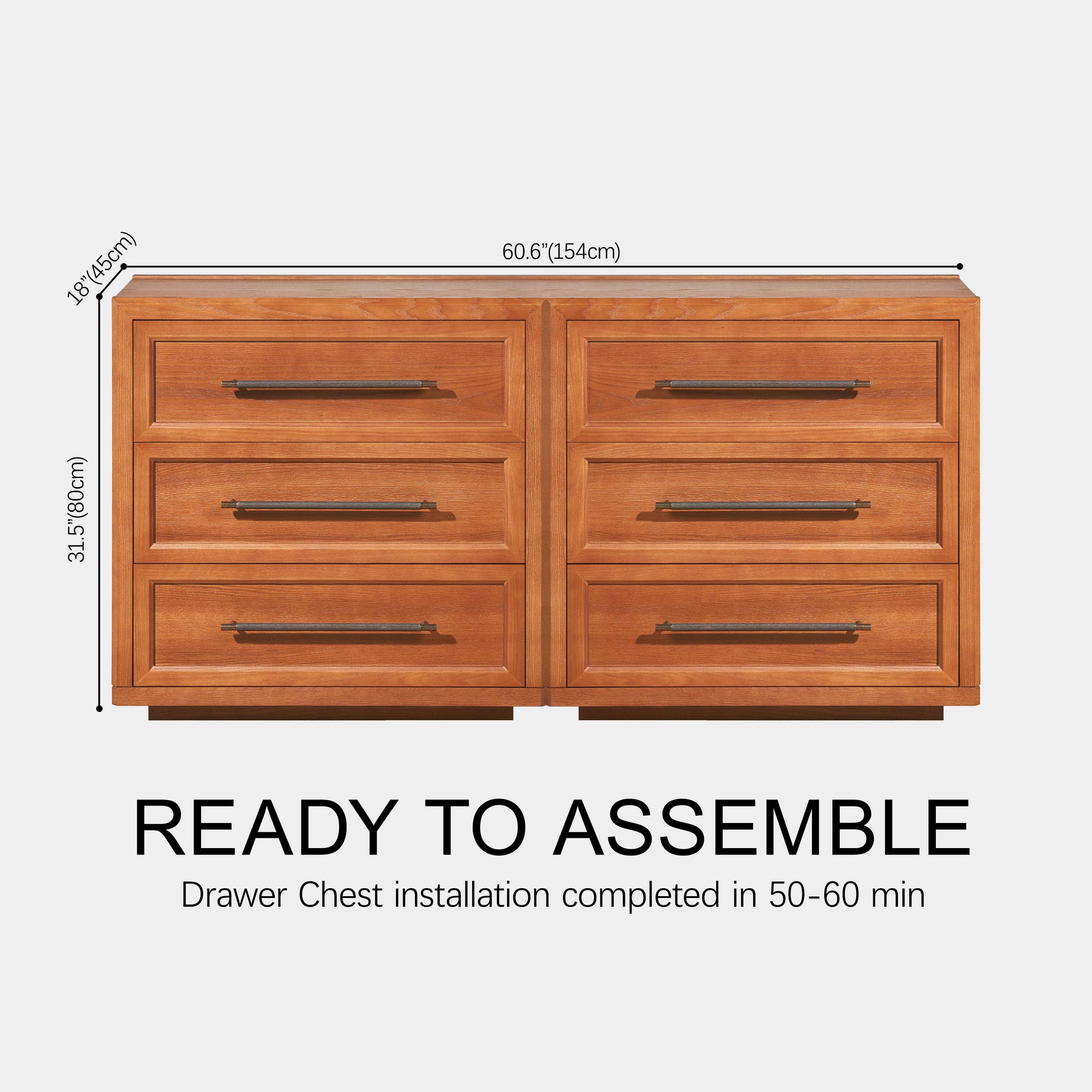 Alvar 63″ Eichenkommode mit 6 Schubladen (2er-Set)